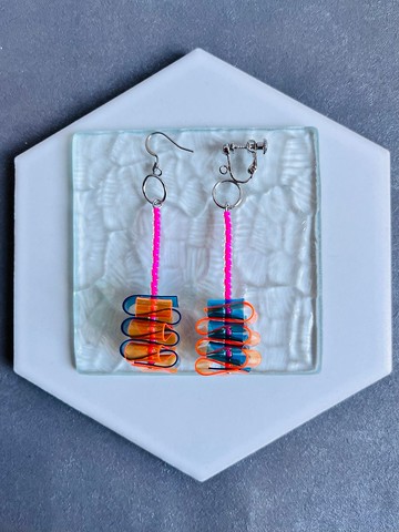 PVC 設計A 018 耳針式耳環/無耳洞耳夾式耳環