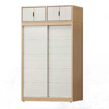 文創集 夏艾力5.1尺推＆開門加高衣櫃組合(內含側拉穿衣鏡)-152x62x238cm免組