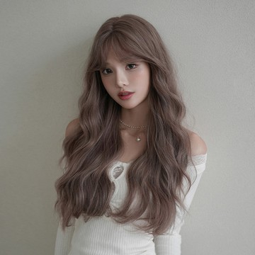 【Rain莱斯假发】假髮女長卷發日韓新品整頂全頭套水波紋粉紫色化纖仿真套頭假髮
