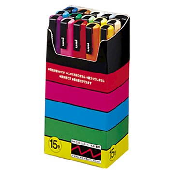 Mitsubishi Pencil aqueous pen Uni Posuka fine print round core PC3M 15 color set