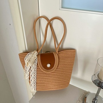 草編包 藤編包 沙灘包 ins超火沙灘編織包女包新款海島度假包淑女提籃包手提托特包