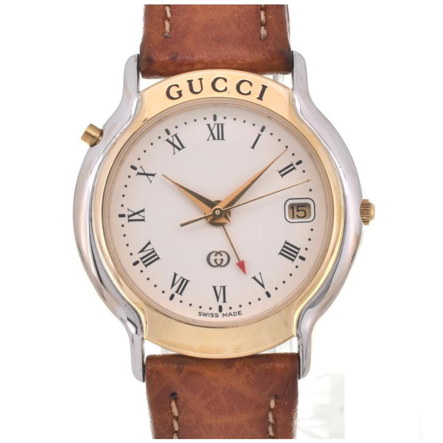 良品【GUCCI】グッチ 8200M デイト GMT クォーツ メンズ L