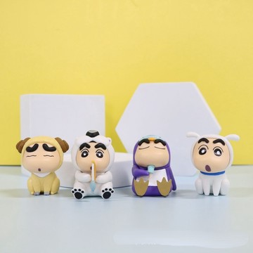 蠟筆小新Q版造型公仔 新桌面擺件公仔小新動物變裝 衣服面具 人偶 動漫 火鳥購物