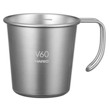 HARIO 好璃奧 V60戶外用金屬推疊杯  銀色  1個