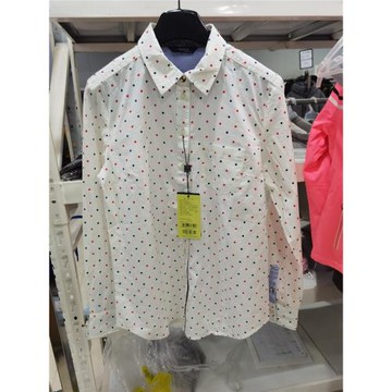 春款女士純棉襯衣  波點印花長袖襯衫打底襯衣