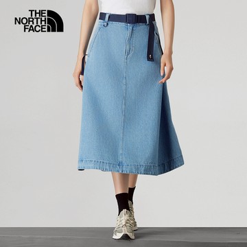 UE女款藍色純棉附可拆卸腰帶丹寧短裙｜8E6XDF7