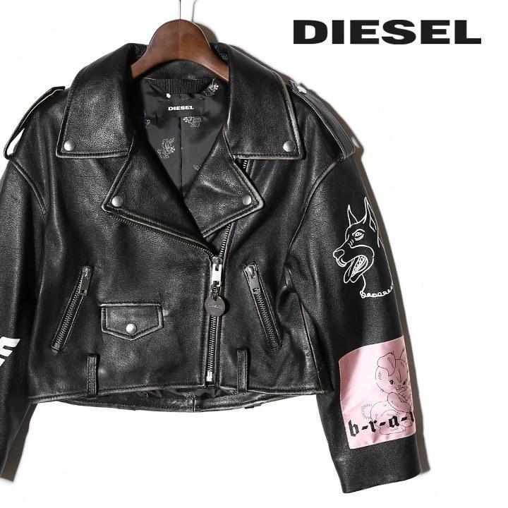 ディーゼル DIESEL ダブルライダースジャケット レディース 羊革 ヴィンテージ加工 ショート丈 L-HELGA | LINEブランドカタログ