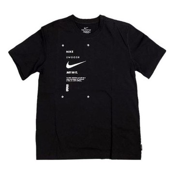 Men's Nike Minimalistic Alphabet Logo Printing Casual Round Neck Short Sleeve Black T-Shirt