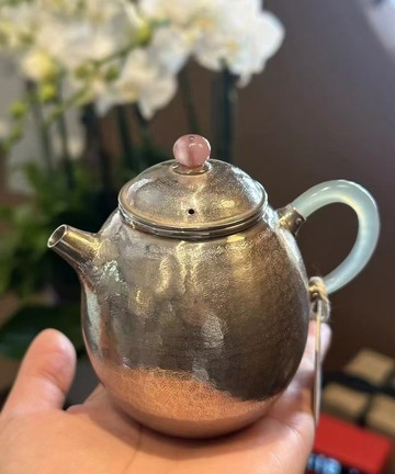 尚幀品 玉把明式龍蛋純銀壺  純銀9999純手作 純銀泡茶壺 180cc