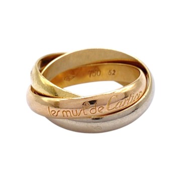 Cartier 卡地亞 18K 三色三金 Trinity 戒指 52 【二手名牌BRAND OFF】