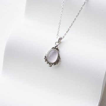 粉晶925純銀魔鏡項鍊