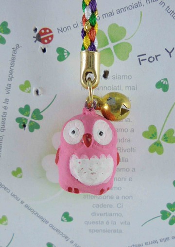 【震撼精品百貨】招財貓 招き猫 貓頭鷹吊飾-粉色 震撼日式精品百貨