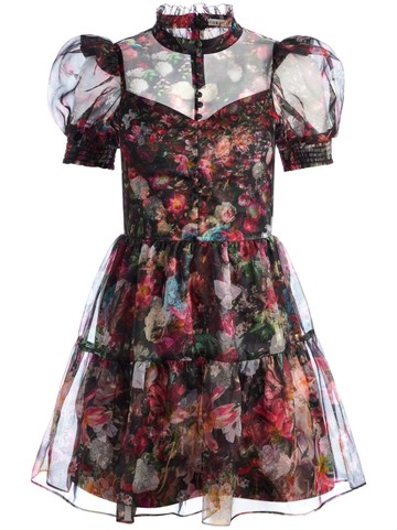alice + olivia - Vernita floral-print dress - women - Silk - 10 - Black