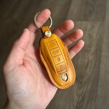 Porsche 磨砂/油蠟 鑰匙皮套 Macan Cayenne Taycan Panamera