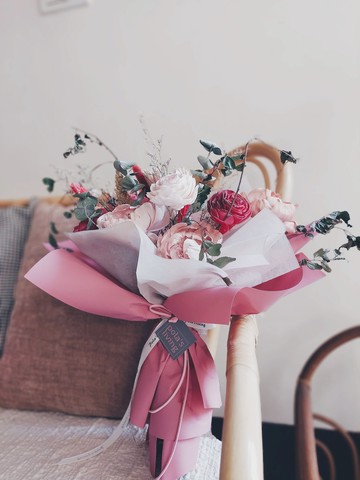 【Pola's Living】給我一點顏色看看乾燥花束/ 慢火紅粉