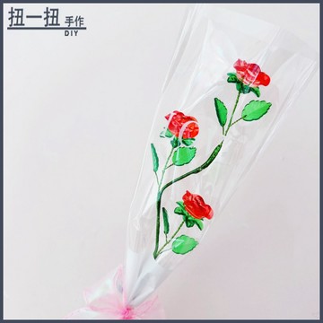 DIY材料🌈 30mm雙孔透明仿水晶玫瑰珠子手作玫瑰花材料僅玫瑰珠不含其它配件 手作材料