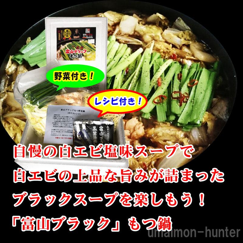 富山ブラック もつ野菜鍋セット 〆らーめん入 2〜3人前×2セット サンフーズ 麺家いろは監修 ブラックスープ