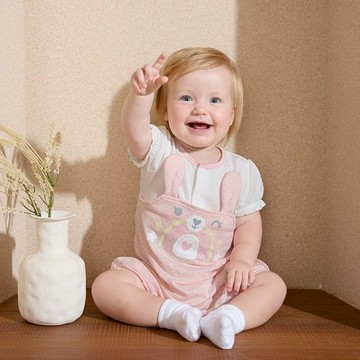 彩虹兔短袖兔裝 (天絲細格緹花布+鋅纖維布)