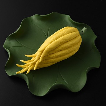 宜興紫砂手工佛手瓜陶瓷仿真茶席茶寵擺件 佛手柑荷葉功夫茶配件