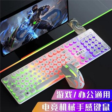 電競機械手感游戲鍵盤有線臺式機筆記本電腦通用有線鍵鼠發光