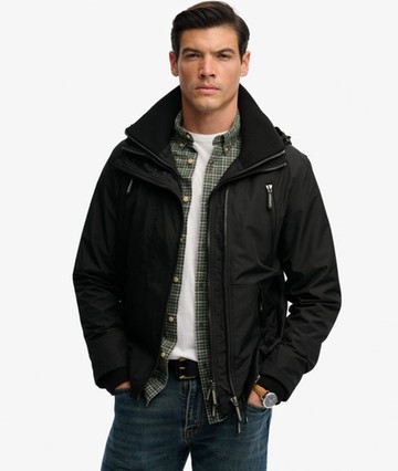 Superdry Men's Hooded Mountain Windbreaker Jacket Black Size: M