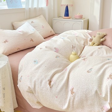 床包被套組(薄被套)-雙人加大/200織/ 精梳棉四件式 / 喵語貓眠 台灣製