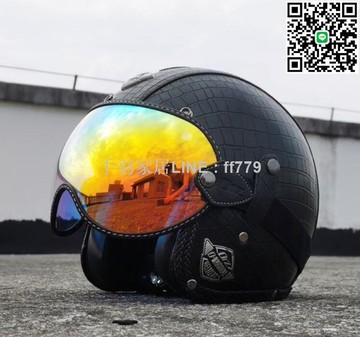 【卓越優選館】ORZ復古頭盔綁帶風鏡機車全4/3泡泡鏡全盔四季護目鏡摩托車頭盔