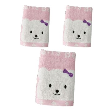 Gemini 双星毛巾 美國棉星空小熊系列 毛巾套裝 雙色緹花+32支雙股紗織造 Cotton USA商標  粉色  3條