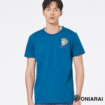 鬼洗 BLUE WAY – 和藝術海浪文字側鬼短TEE(深海藍)