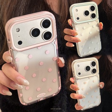 lulu|可愛波點透明保護殼 適用蘋果17/16手機殼 iPhone15promax透明防摔 i13/14保護殼