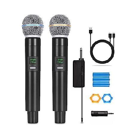 HUACAM Wireless Microphone, Professional Rechargeable Radio Microphone, Wireless Handheld Microphone, Wireless Microphone System for Karaoke and Parti