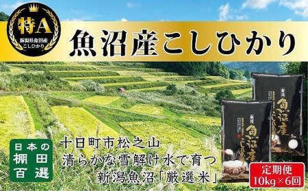 食味鑑定士が選ぶ　日本棚田百選のお米　天空の里　　魚沼産こしひかり１０kg（5kg ×２）×全６回