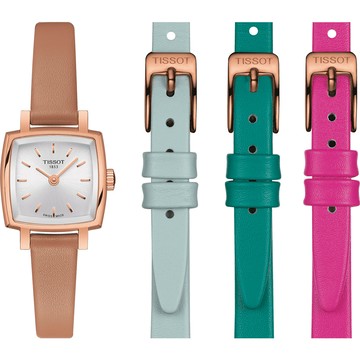 TISSOT 天梭 LOVELY 奶茶色女錶 夏季多色錶帶組-20mm T0581093603101
