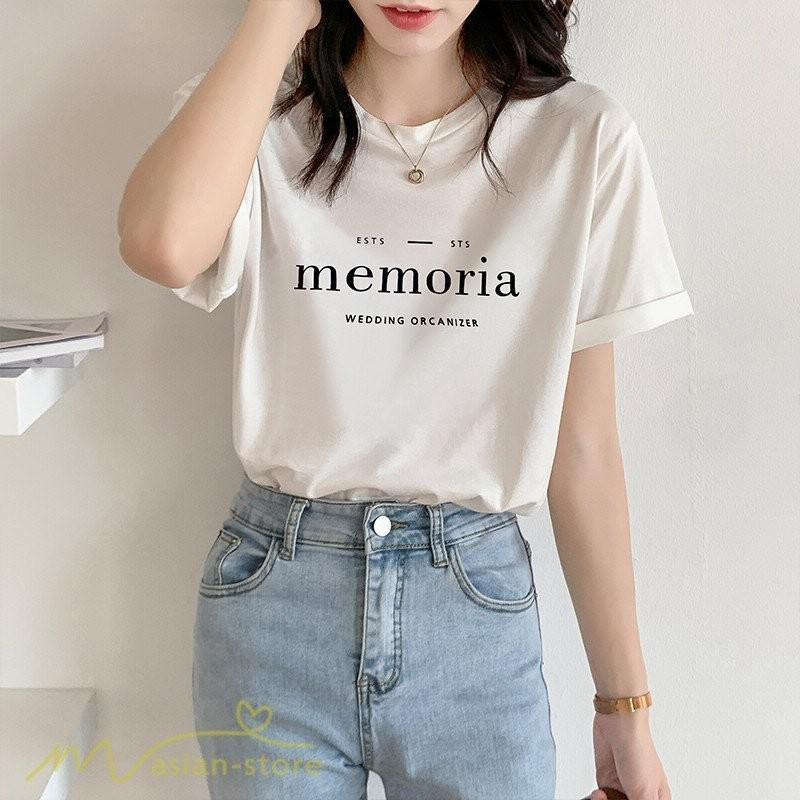 Tシャツ Tシャツ レディース 春 夏 コーデ 新作 シンプル 女性着 着痩せ 半袖 ワイドtシャツ カットソー カジュアル トップス 上品 プリント 通販 Lineポイント最大0 5 Get Lineショッピング