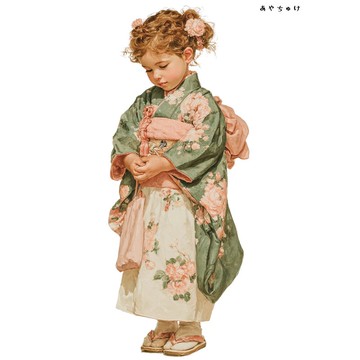 【12月新品4】07-114-0175 人物貼紙 和服復古