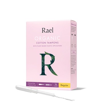 Rael Organic Cotton Tampons with Long Applicators - Regular 16 Tampons