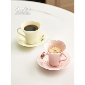 昱韻 咖啡杯碟套裝女精致拿鐵杯花茶杯子高端馬克杯下午茶紅茶杯
