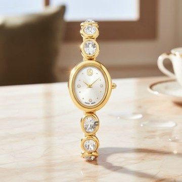 SWAROVSKI 施華洛世奇 Imber oval 無盡光芒手鍊式腕錶-25x21mm金色 (5754812)