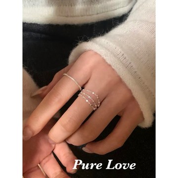Pure Love樂芙 /正韓 銀飾【S925純銀】R0870簡約通體純銀幾何方塊多層抽拉可調式戒指 / 銀