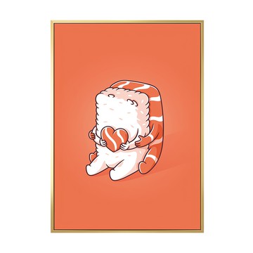 Boluo 菠蘿選畫所 鮭魚壽司 齊心協力  40 x 30cm  金色