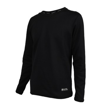 firestar 男彈性保暖長袖圓領t恤-長t 休閒 慢跑 路跑 黑