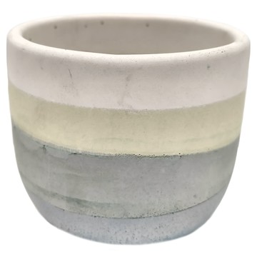 大圓底水泥盆 條紋裝飾  11.8cm x 9.8cm  油墨山嵐  1個
