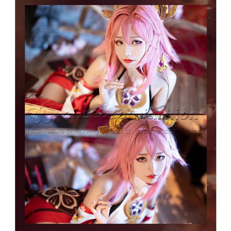 原神 げんしん genshin 風 Yae Miko ウィッグ 靴 衣装 cosplay