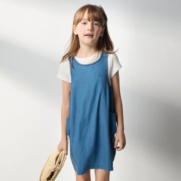 PIPPY 典雅素面天絲棉背心裙 藍-145