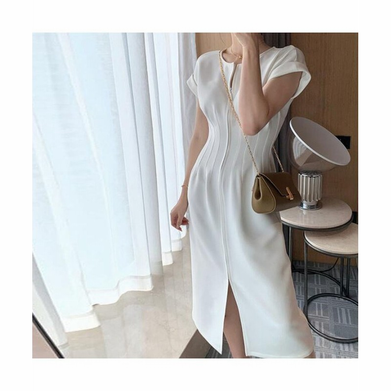 ミニミニストア タイトワンピース 夏 ロングワンピ 半袖 レディース ホワイト L Miniministore 通販 Lineポイント最大get Lineショッピング