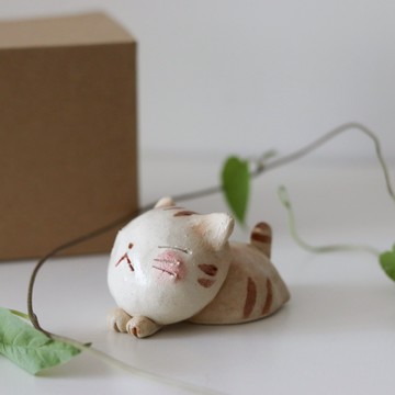 【Yourtableware】禮物獨家  日本 舞陶館 手作 虎斑貓 陶瓷 擺飾