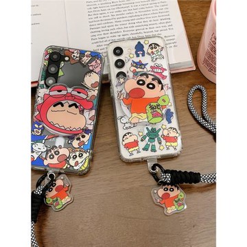 創意韓風磁吸卡通蠟筆小新適用三星GalaxyS24手機殼S23+/S25Ultra少女磁吸支架S22/S22+/S22Ultra/全包保護套