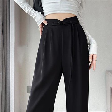 【巴黎精品】現貨+預購高腰長褲西裝褲法式寬褲直筒西裝褲落地褲顯瘦大碼休閒女裝-中式闊腿女褲子2色a1ka7