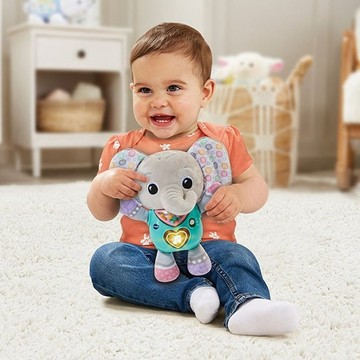 Vtech　可掛式音樂安撫抱偶-粉彩象