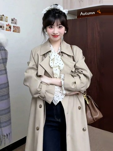 好康優選高級感中長款風衣外套女2025新款早秋季薄款巨好看小個子氣質大衣